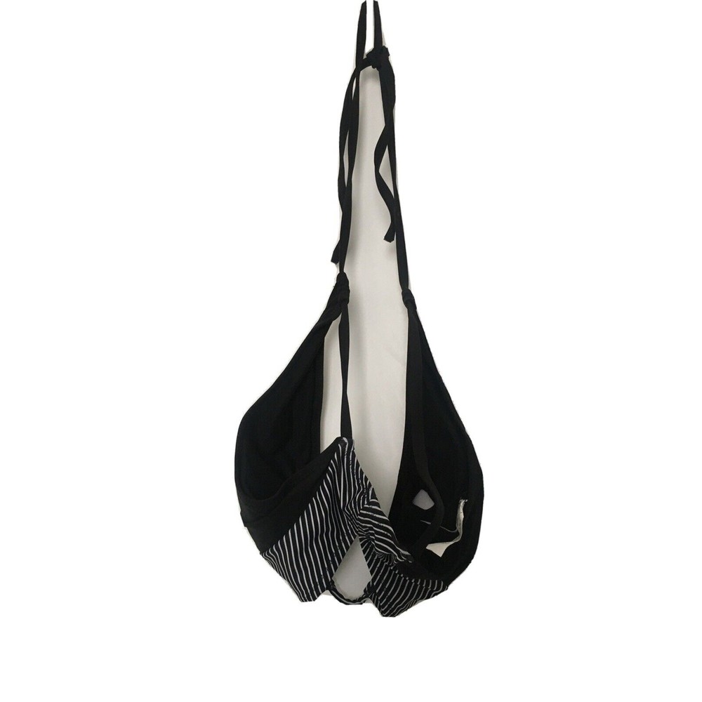 C Apparel Women's Black White Swim Top Tie Neck Size Large Swim Wear